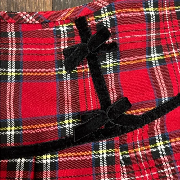 Social Collison Plaid Pleated Skirt with bows Size M - Picture 4 of 13